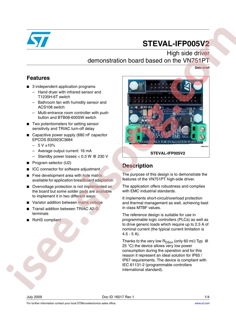 STEVAL-IFP005V2 Data Brief