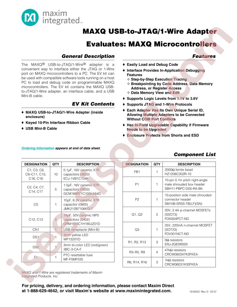 MAXQUSBJTAGOW Eval Kit