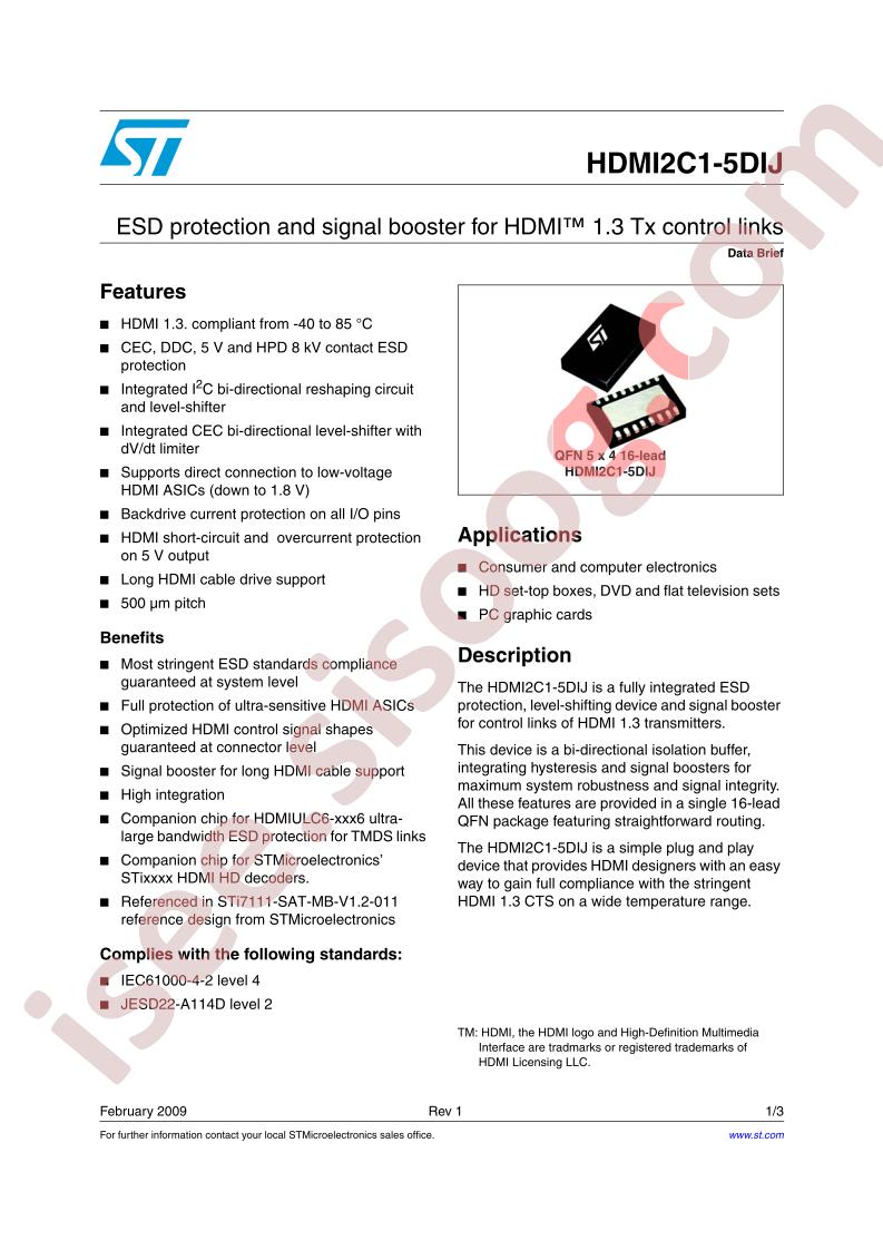 HDMI2C1-5DIJ Data Brief