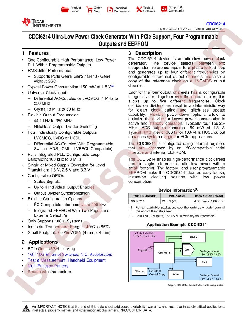 CDCI6214 Datasheet