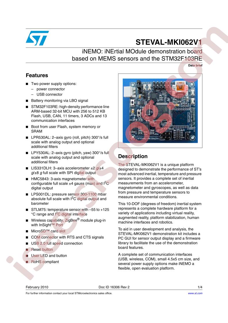 STEVAL-MKI062V1 Data Brief