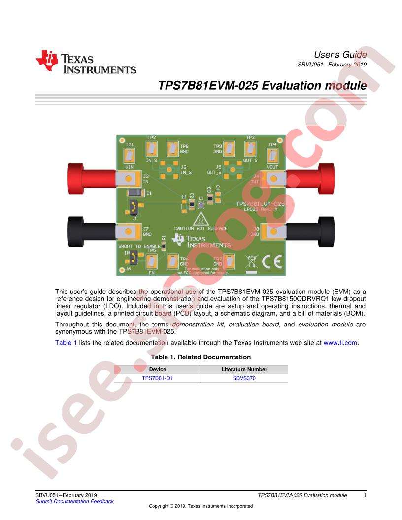 TPS7B81EVM-025 User Guide