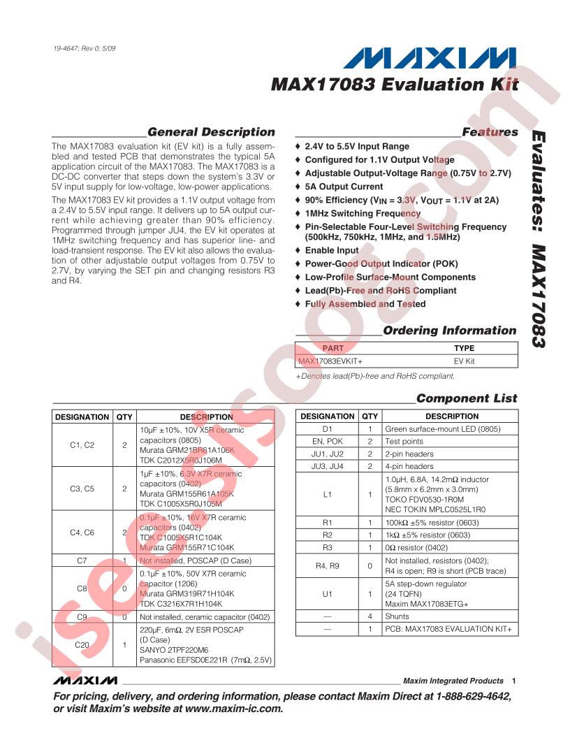 MAX17083 Eval Kit