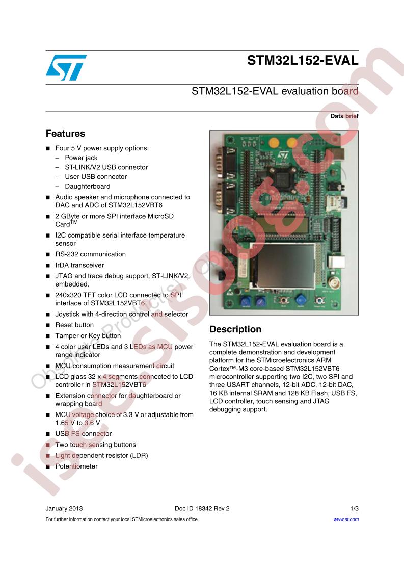STM32L152-EVAL Data Brief