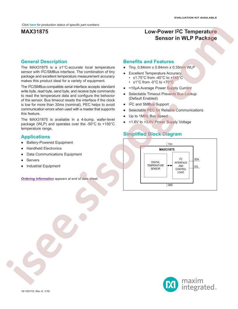 MAX31875 Datasheet