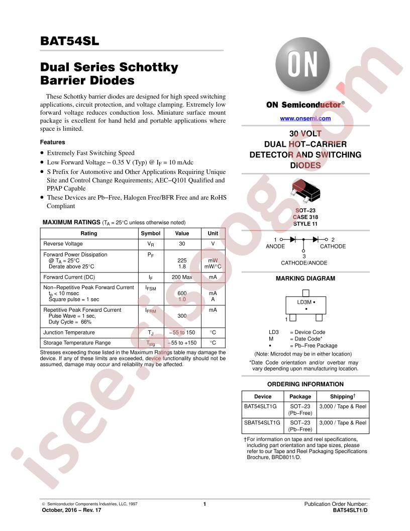 BAT,SBAT54SL Datasheet
