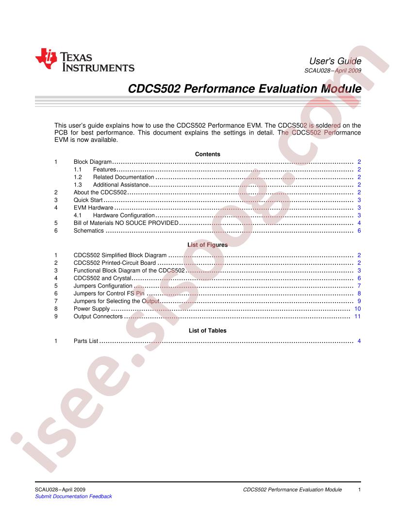 CDCS502 Performance User Guide