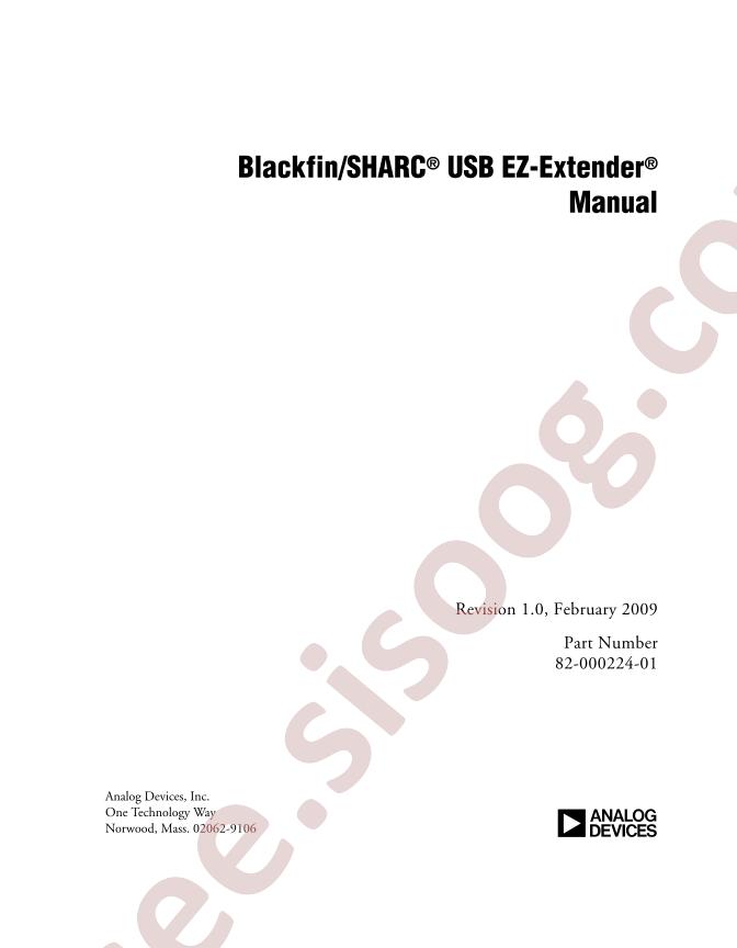 Blackfin/SHARC USB EZ-Extender Manual