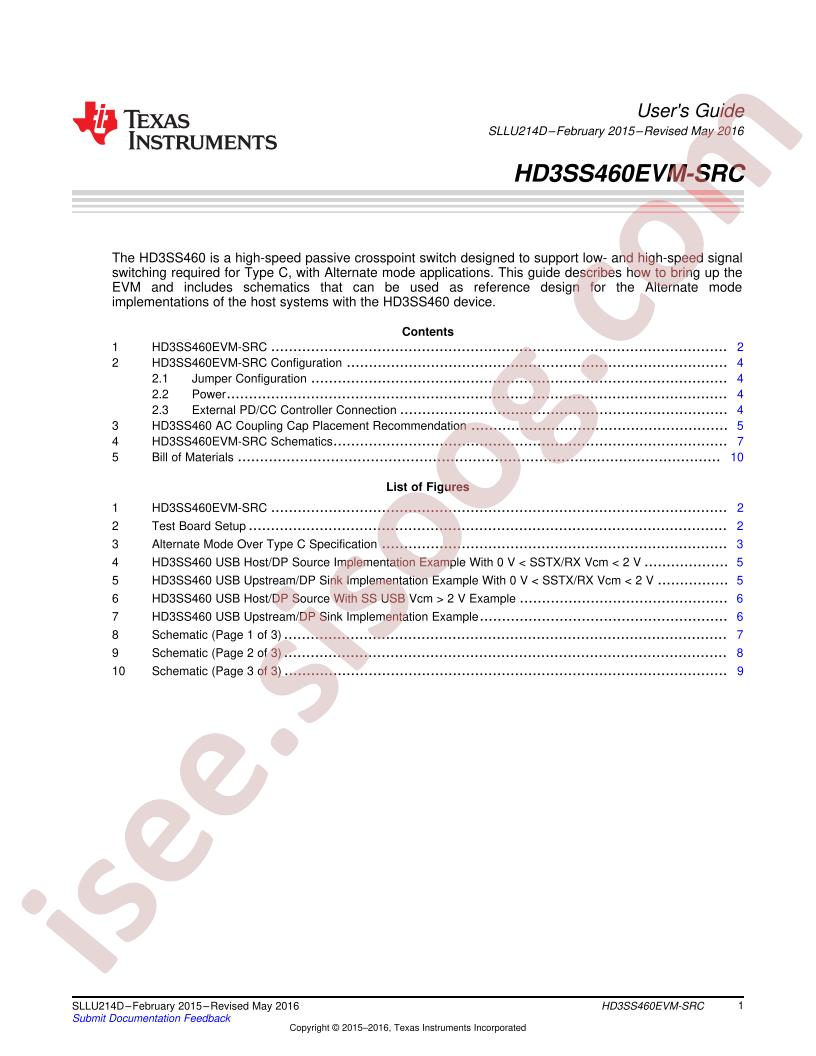 HD3SS460EVM-SRC User Guide