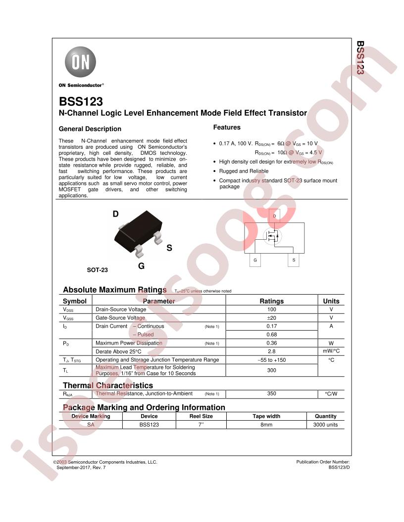 BSS123 Datasheet