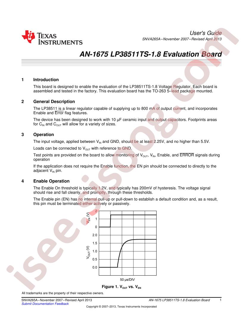 LP38511TS-1.8 Eval Board