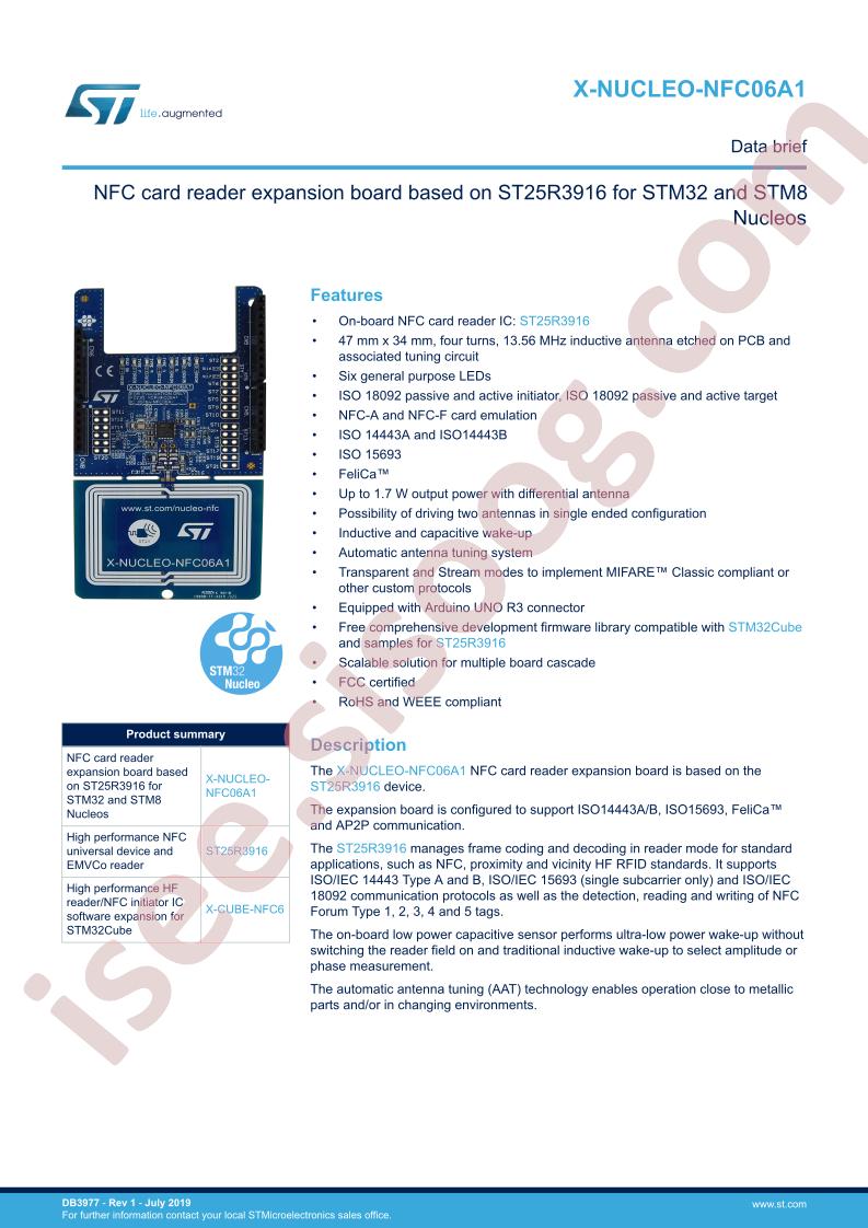 X-NUCLEO-NFC06A1 Data Brief