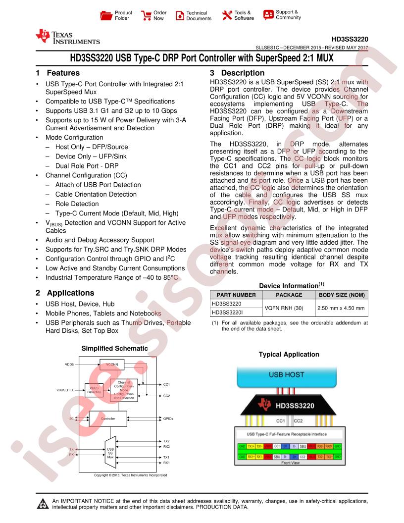 HD3SS3220 Datasheet