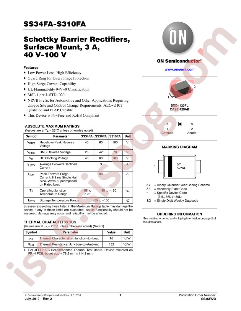 SS34FA - S310FA Datasheet