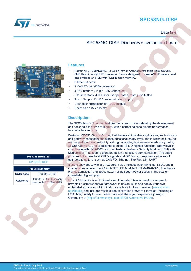 SPC58NG-DISP Data Brief