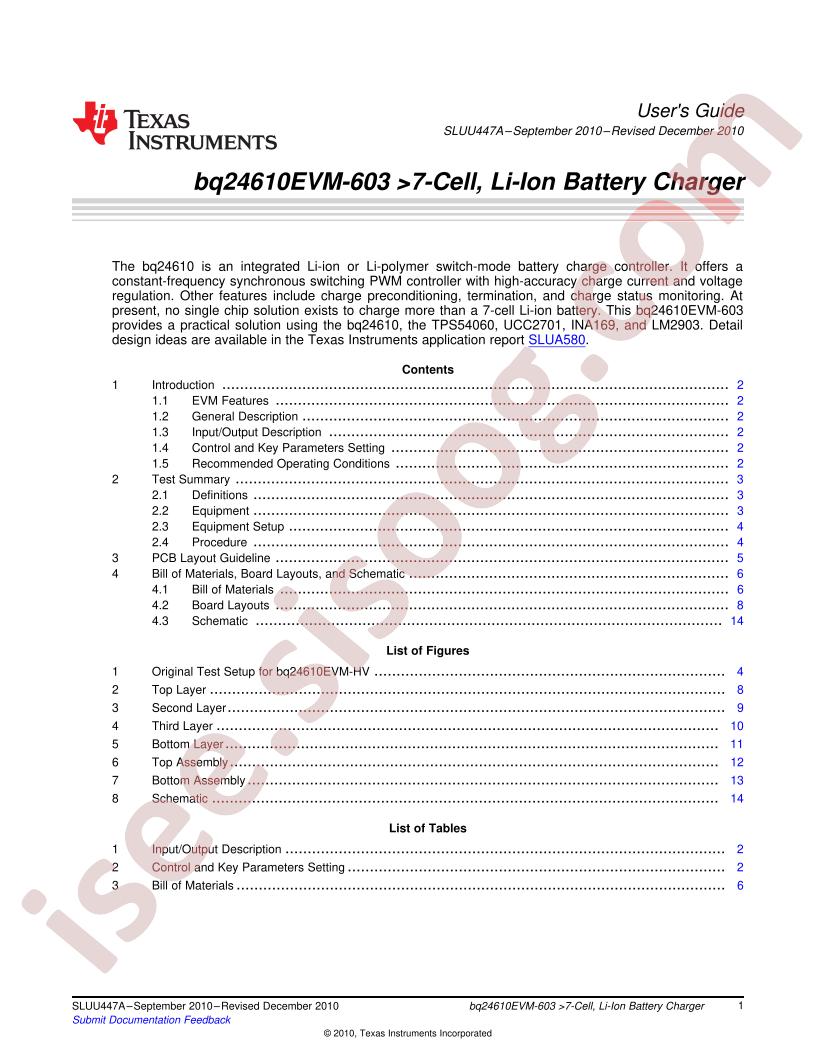 BQ24610EVM-603 User Guide