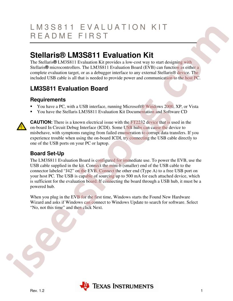 LM3S811 Eval Kit README FIRST