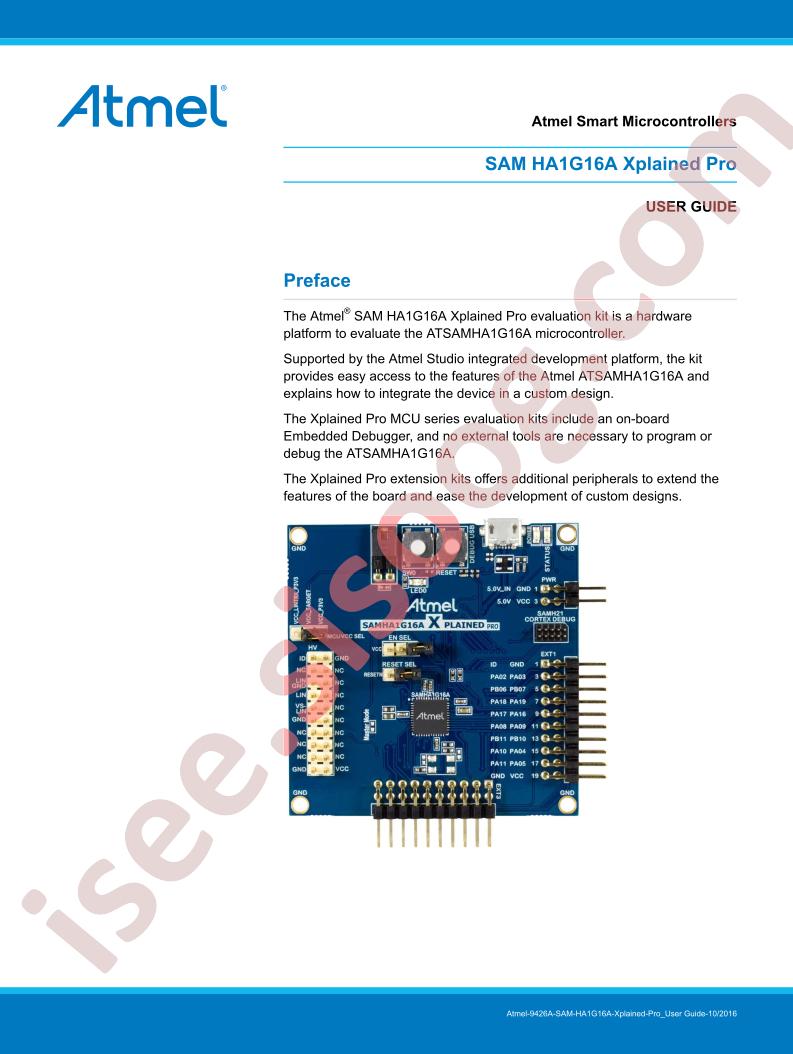 SAMHA1G16A Xplained Pro Guide