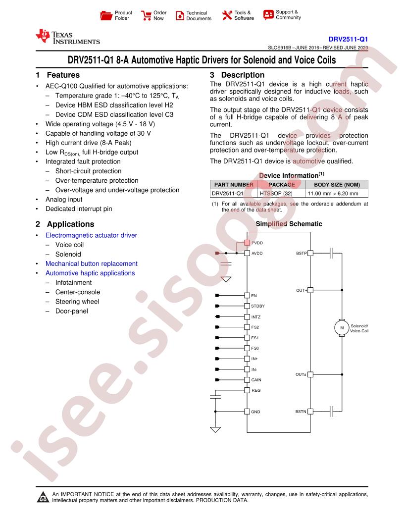 DRV2511-Q1 Datasheet