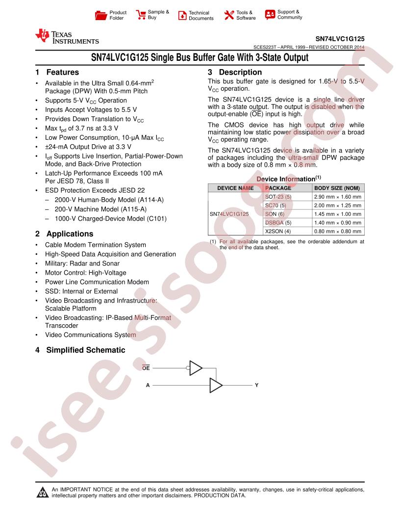SN74LVC1G125 Datasheet