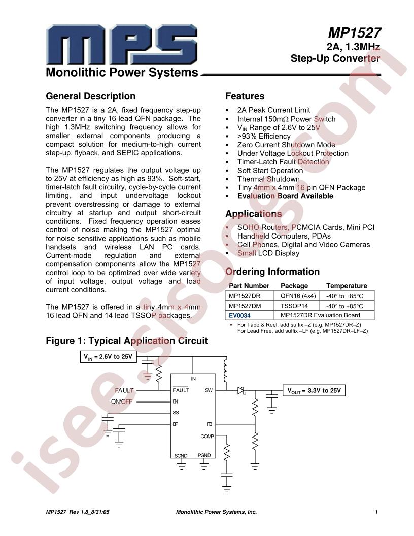 MP1527 Datasheet