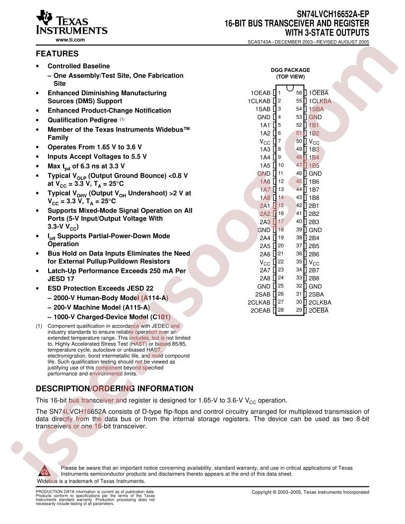 SN74LVCH16652A-EP
