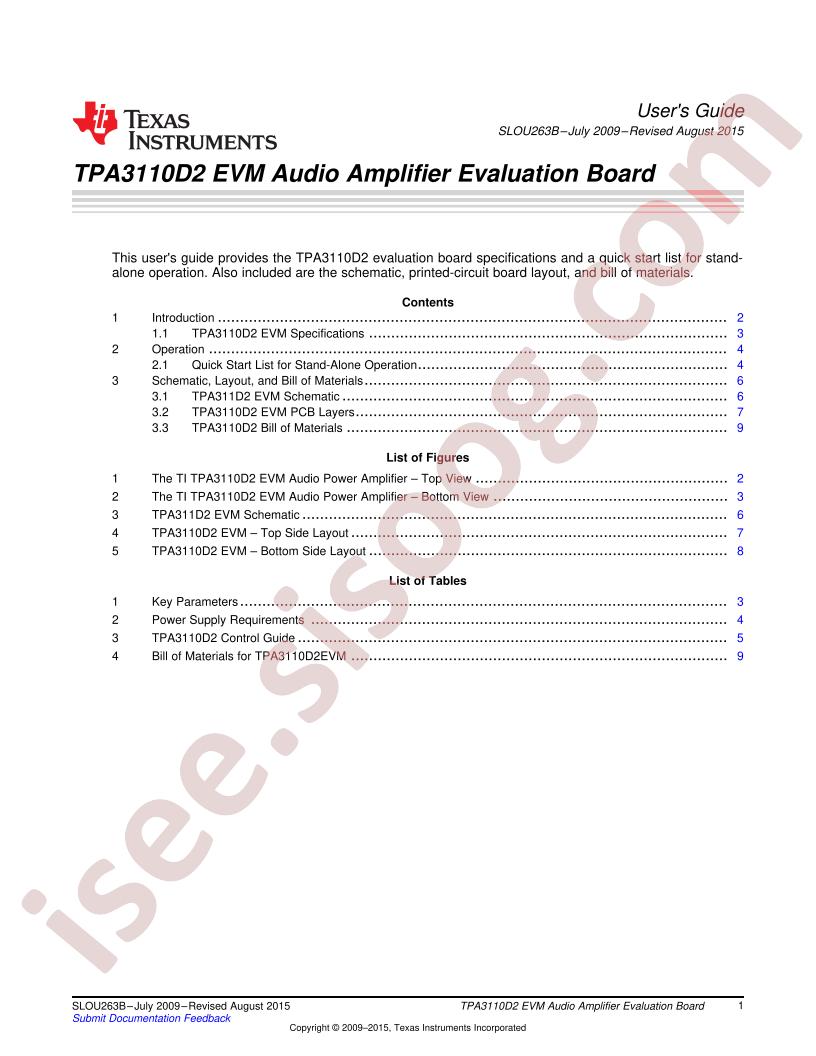 TPA3110D2 EVM Guide