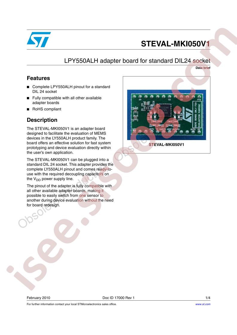 STEVAL-MKI050V1 Data Brief