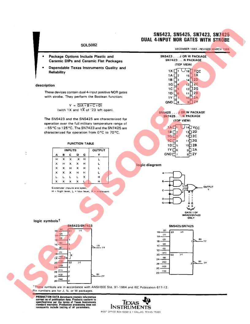 SN5423, SN5425, SN7423, SN7425