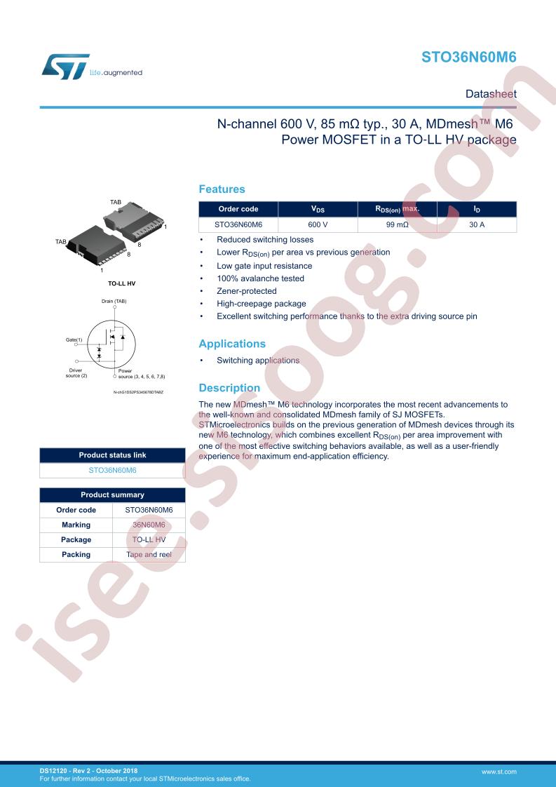 STO36N60M6 Datasheet