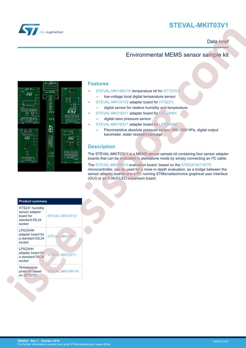 STEVAL-MKIT03V1 Data Brief