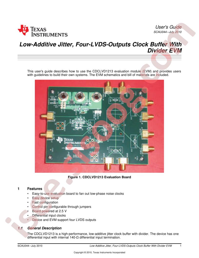 CDCLVD1213EVM User Guide