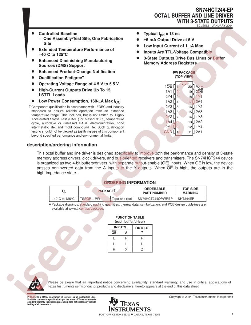 SN74HCT244-EP