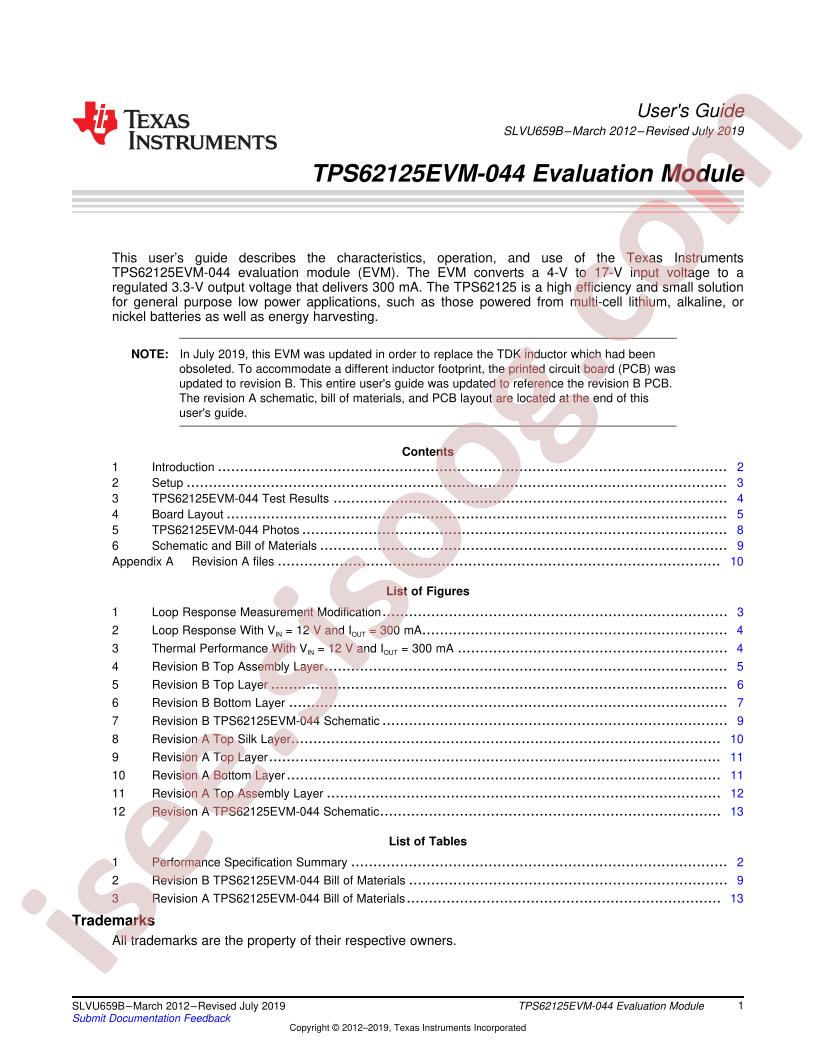 TPS62125EVM-044 User Guide