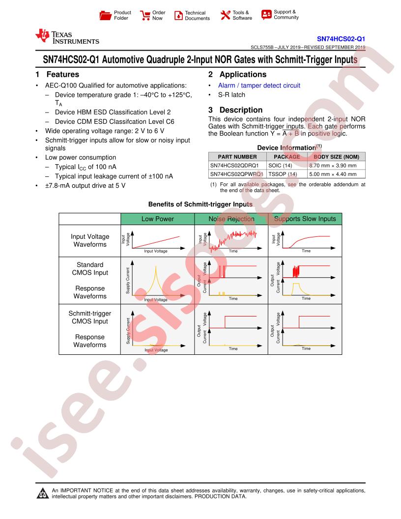 SN74HCS02-Q1 Datasheet