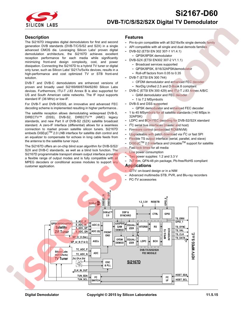 SI2167-D60 Data Short