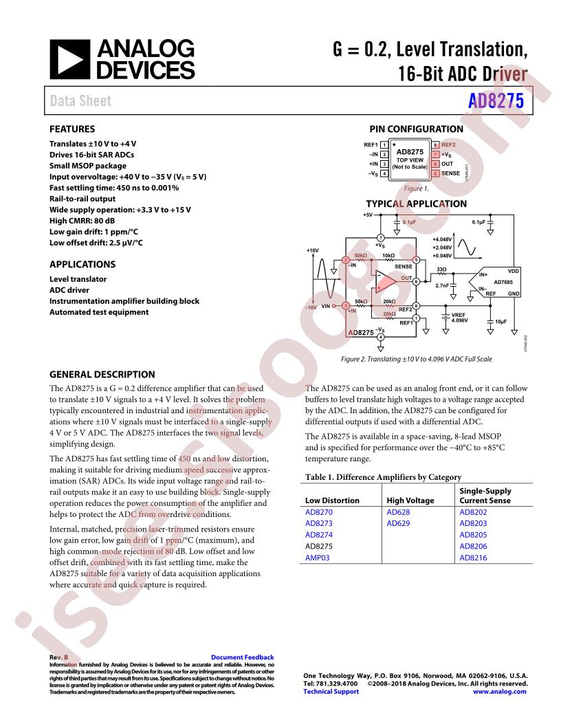 AD8275 Datasheet