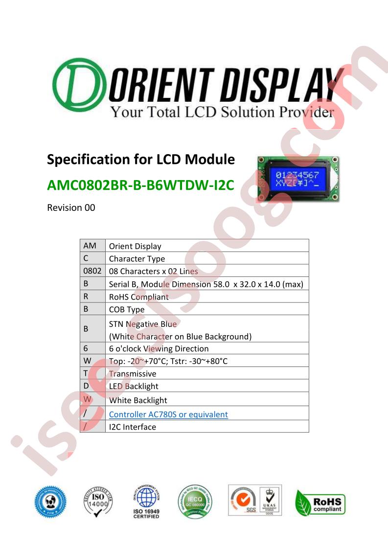 AMC0802BR-B-B6WTDW-I2C Datasheet