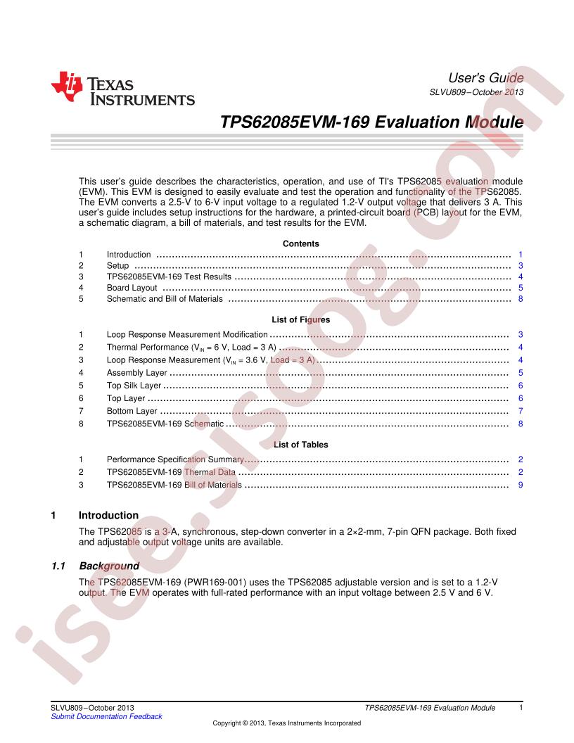 TPS62085EVM-169 User Guide