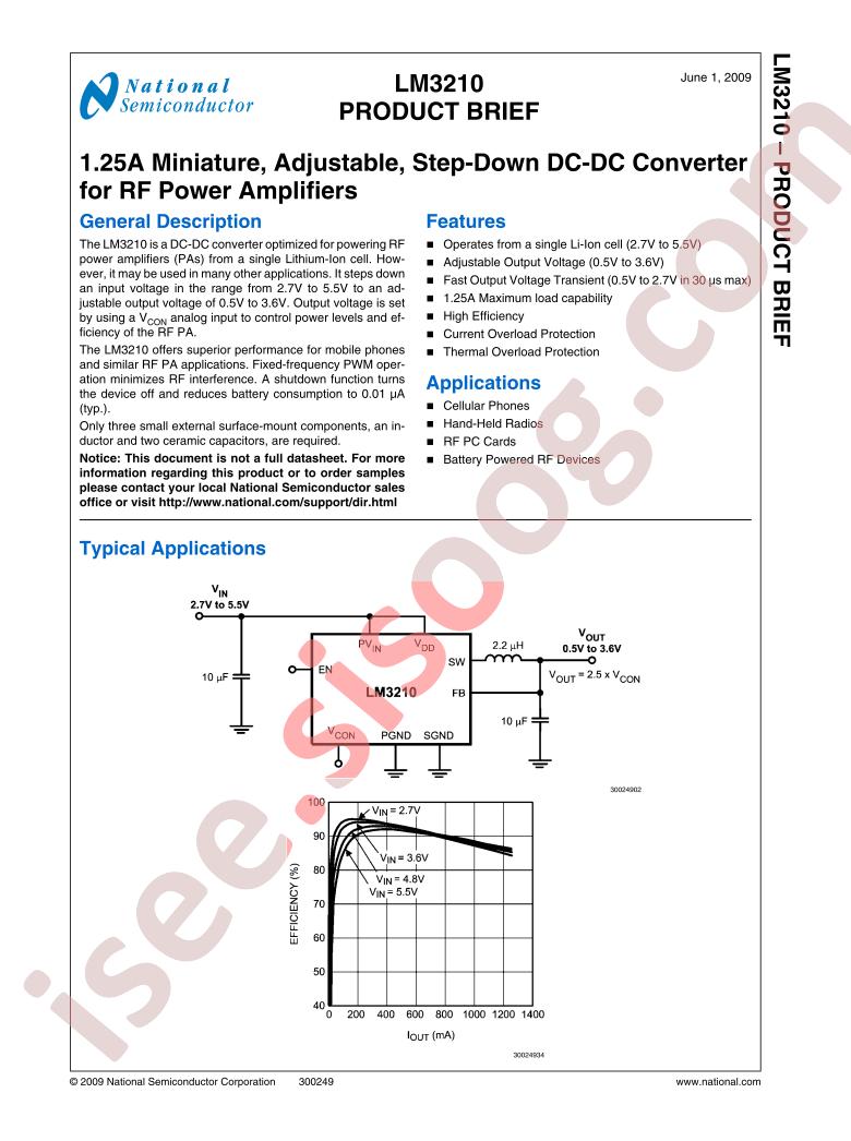 LM3210 Product Brief