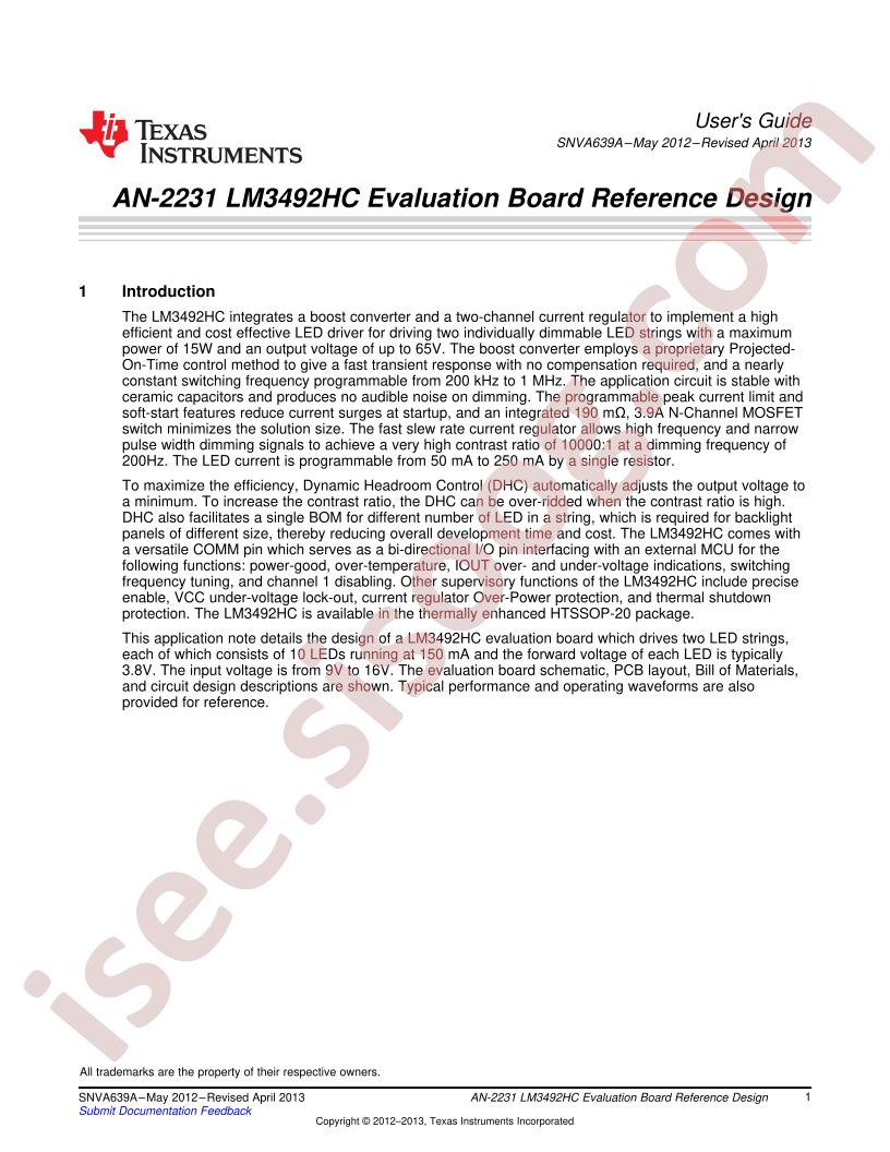 LM3492HCEVM Eval Board Ref Design