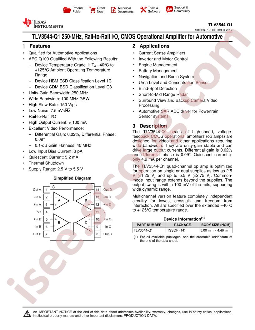 TLV3544-Q1 Datasheet