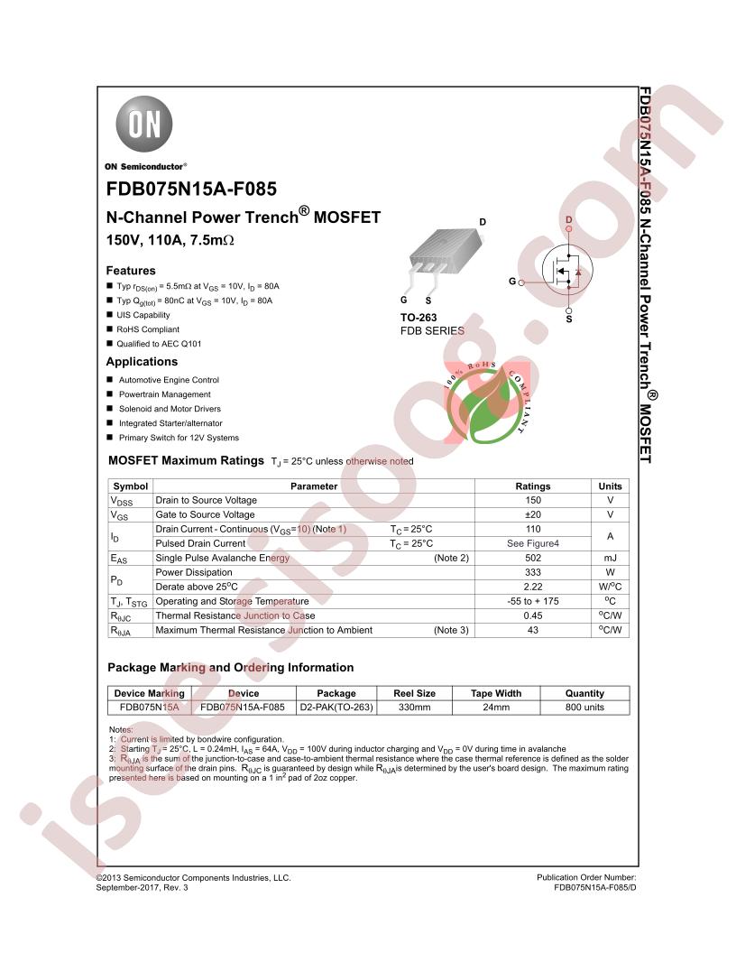 FDB075N15A-F085