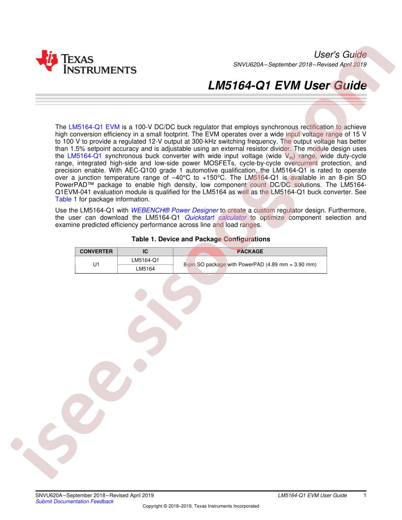 LM5164-Q1EVM User Guide