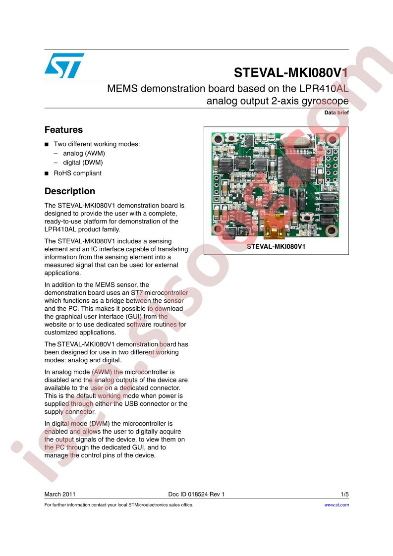 STEVAL-MKI098V1 Data Brief