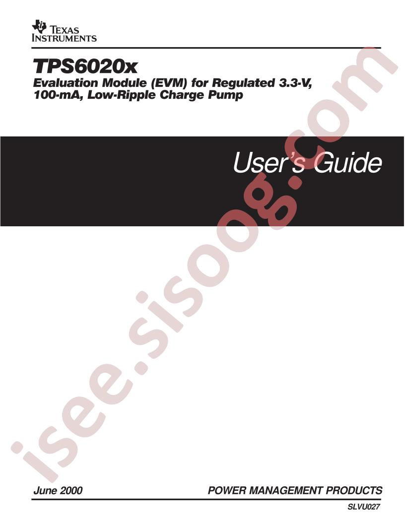 TPS6020x EVM Users Guide