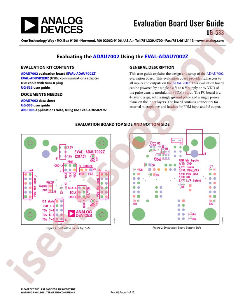 EVAL-ADAU7002Z Eval Brd Guide