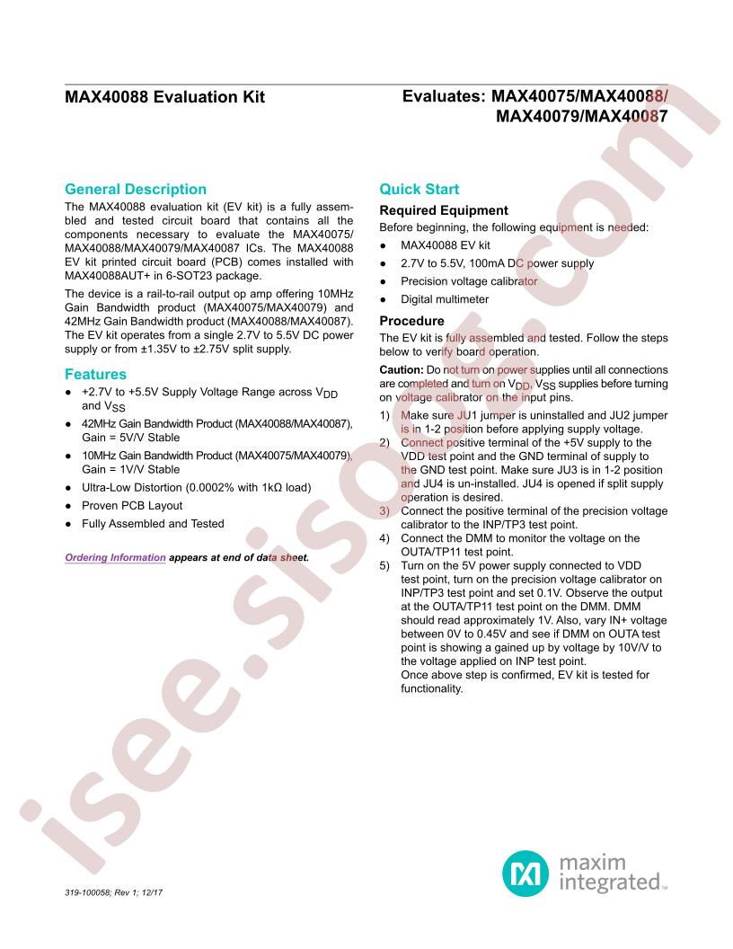 MAX40088 Evaluation Kit