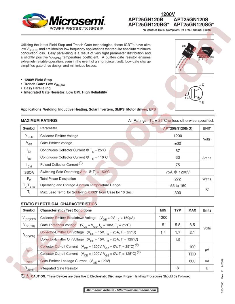 APT25GN120 Series