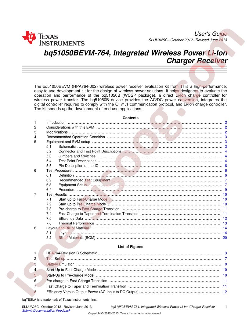 BQ51050BEVM-764 User Guide